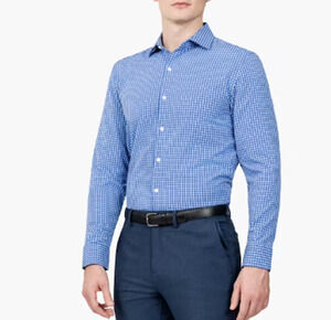 NWT Ministry of Supply Mens Previous Generation Gemini Knit Shirt Blue Check XXL